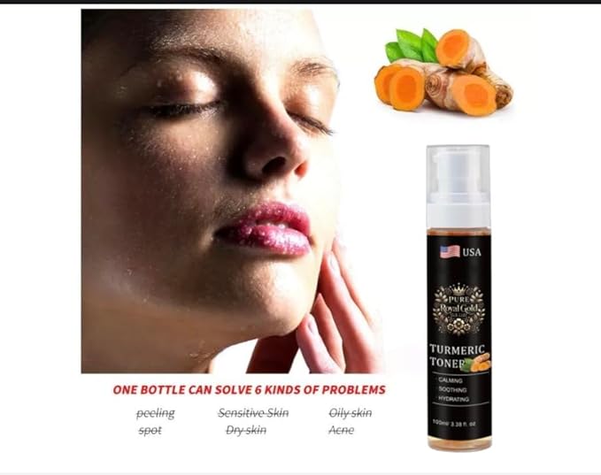 Pure Royal Gold Turmeric Facial Toner, 3.38 fl oz, Calming and Hydrating for Acne-Prone Skin