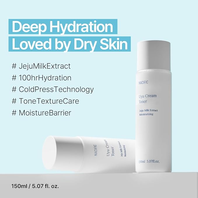 NACIFIC Uyu Cream Toner with Jeju Milk Extract 15%, Ceramide 5 Complex, Milky Hydrating Toner for Dry & Sensitive Skin, Skin Barrier Support, Long-Lasting Moisture Barrier, 150ml