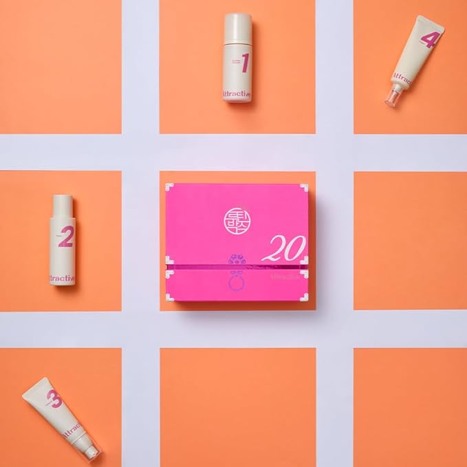 Age Routine Box Attractive 20s | Moisture | Korean K-Beauty Glass Skin Plump Glow | Panthenol, Centella Asiatica Extract, and Hyaluronic Acid | Cleanser-Toner-Essenece-Cream 4step homecare routine box