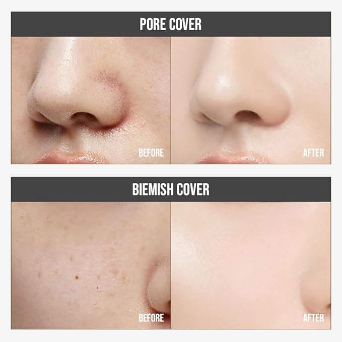 Signature Fit Cover Foundation - Blemish Cover, Full Coverage, Matte & Poreless Finish, Long-lasting & Lightweight, Korean Makeup, 1.02 Fl Oz (C01 Porcelain, 1.02 Fl Oz)