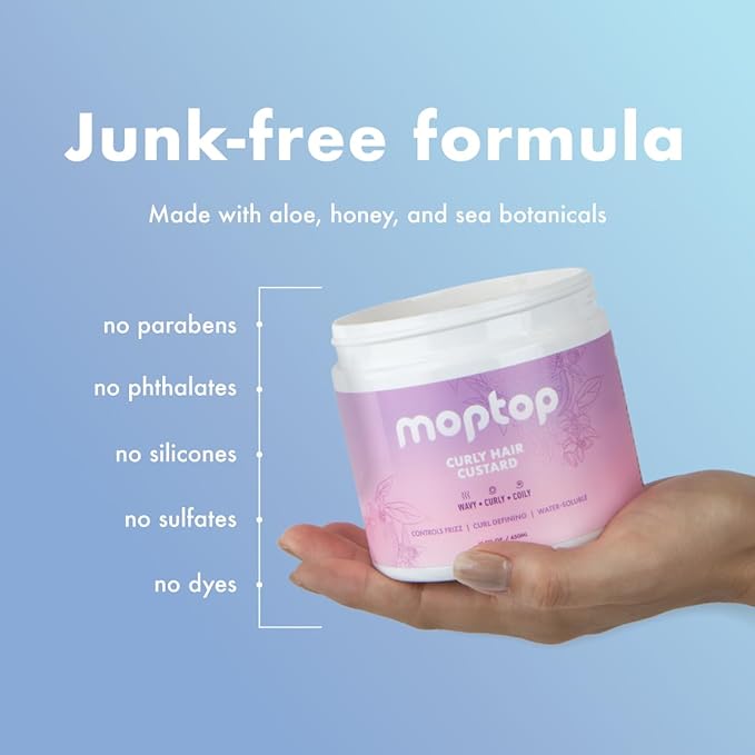 MopTop Curly Hair Gel Custard - Styling Gel for Moisturizing and Defining Soft Curls, Lightweight and Anti Frizz, Curly Hair Products for Waves, Coils & Kinks (Citrus Kumquat, 16oz)