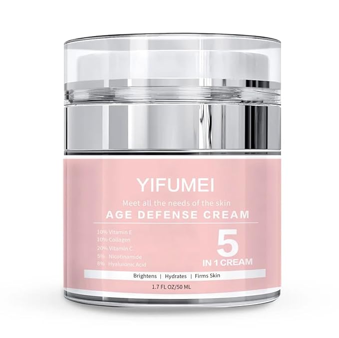 5 in 1 Age Defense Cream Collagen, Vitamin E, C and Nicotinamide Vitamin B Anti Aging Facial Cream - Restoring, Smoothing & Hydrating - Reduces Fine Lines, Wrinkles, Dehydrated Skin & More.