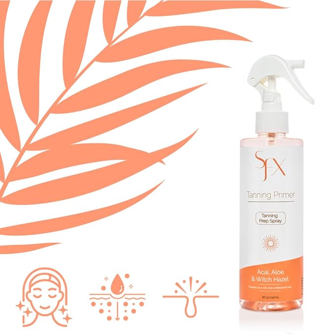 SunFX Professonal Tanning pH Balancing Prep Spray | Nutrient-Enriched, Balanced Toner | Infused with Acai, Aloe & Witch Hazel. 8 fl oz
