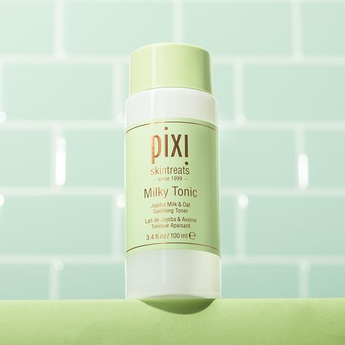 Pixi Milky Tonic, Calming & Hydrating Pads Containing Jojoba Milk, Infused with Oat Extract to Soothe, Alcohol-Free Daily Nourishing Toner, 3.4 fl oz/ 100 mL