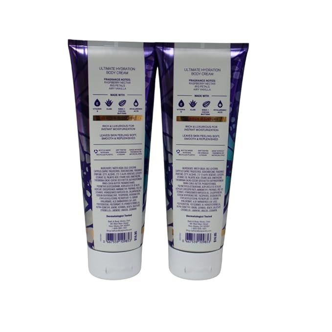 Bath & Body Works BUTTERFLY Ultimate Hydration Body Cream Gift Set with a Blue Bow for Holidays & Gifts - Pack of 2