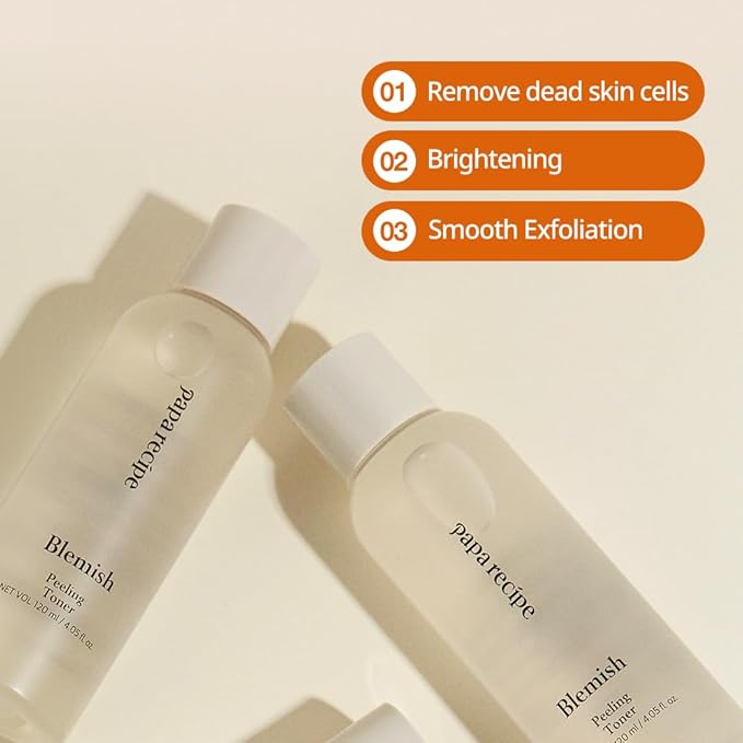 Papa Recipe Blemish Peeling Toner(4.05fl oz/120ml) - Moisturizing Toner for Face, Gentle Exfoliating, Dull Skin Renewal & Skin Balance, Suitable for Combination & Dry Skin, Korean Skin Care