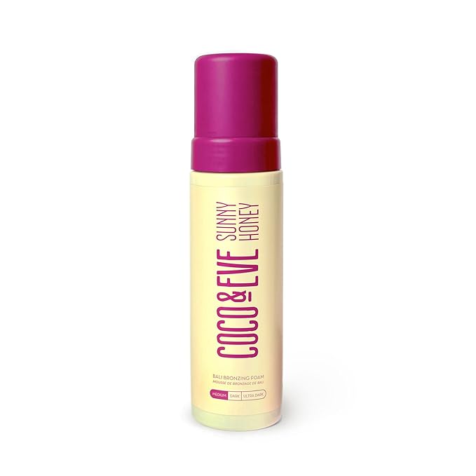 Coco & Eve Sunny Honey Bali Bronzing Self Tanner Mousse - (Medium) All Natural Sunless Tanning Mousse | Instant Self Tanning with Bronzer and Skin Moisturizer (6.7 fl oz)