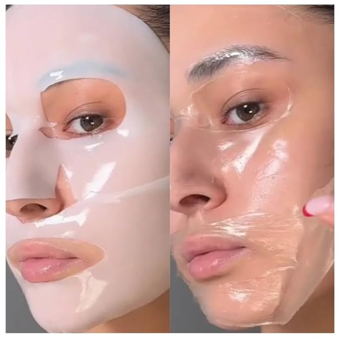 Bio-Collagen Real Deep Face Mask – Korean Hydrating Overnight Hydrogel Mask for Women | Firming, Pore Minimizing & Elasticity Boost | Deep Collagen Facial Sheet for Radiant Glass Skin, 4 Pack