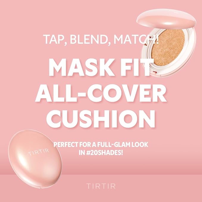 TIRTIR Mask Fit All Cover Pink Cushion Foundation | High coverage, Velvety Matte Finish, Lightweight, Flawless, Corrects Redness, Korean Cushion (#51N Fudge, Full Size, 0.63 Fl Oz)