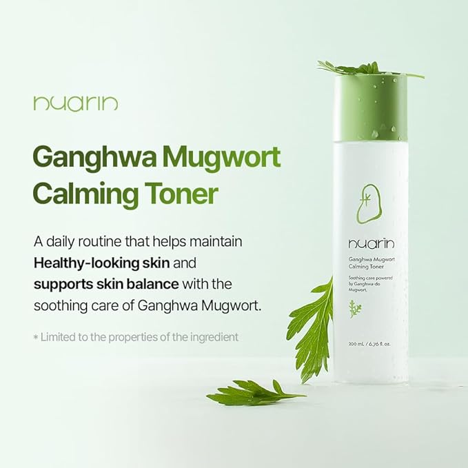 NUARIN Ganghwa Mugwart Calming Toner 200ml / 6.76 fl.oz | 77% Ganghwa-Origin Mugwort Extract | LHA Exfoliating Daily Toner for Pore & Sebum Care | Vegan | Korean Skincare