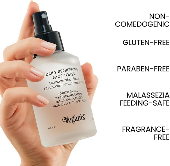 Daily Refreshing Face Toner Mist with Niacinamide, Maqui, Chamomile & Witch Hazel — Hydrating Soothing Astringent, 4.22 Fl Oz
