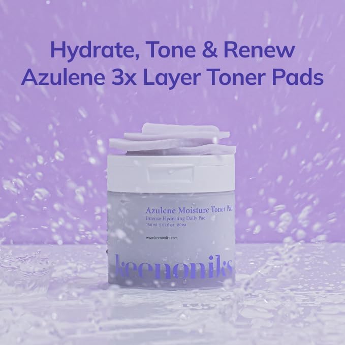 keenoniks Moisture Recovery Toner Pads for Dry, Sensitive Skin – Soothes & Hydrates with Azulene & Chamomile – Korean Skincare - 80 Pads (5.07 fl oz)