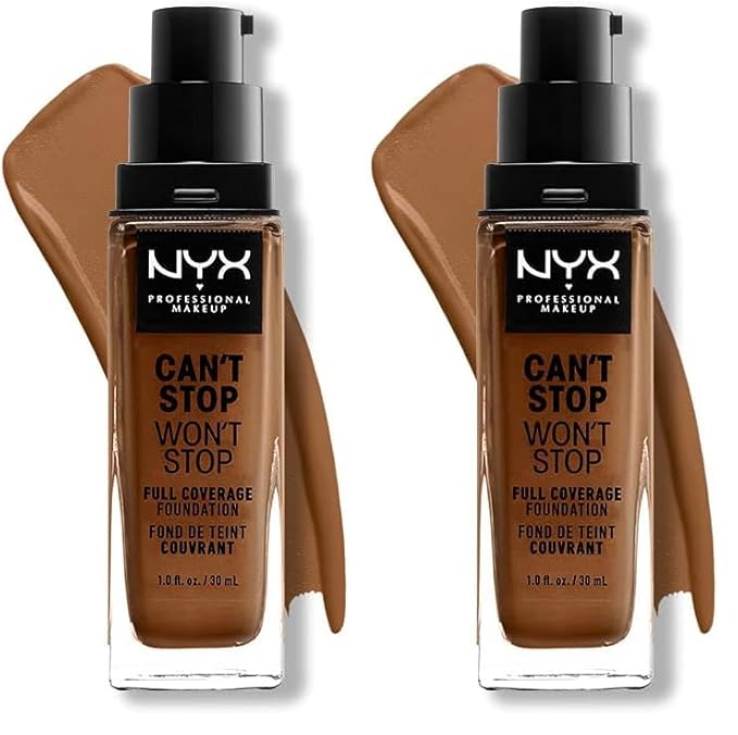 NYX PROFESSIONAL MAKEUP Can't Stop Won't Stop Foundation, 24h Full Coverage Matte Finish - Warm (Pack of 2)