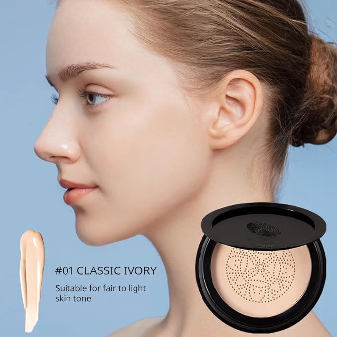 Air Cushion CC Cream Foundation Makeup, BB Cream Makeup, Color Correcting CC Cream, Tattoo Cover Up Makeup, Natural Full Coverage Foundation, Moisturizing Concealer Brighten,Even Skin Tone #01