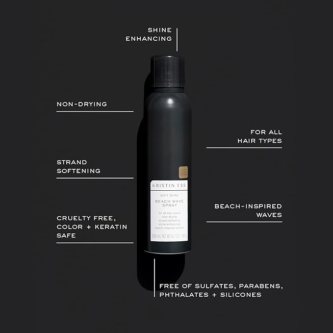 Kristin Ess Hair Soft Shine Beach Wave Hair Spray for Soft Texture + Shine, Non-Drying, Wavy Hair Styling Product, 6.7 oz