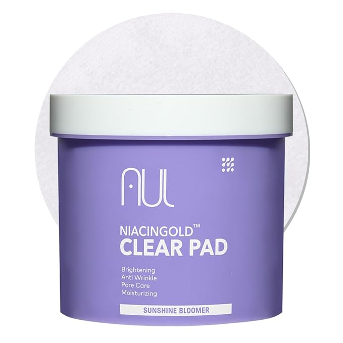 AUL NiacinGold Clear Pad 120 Pads ㅣ Vegan Daily Facial Toner Pad with Niacinamide and Gold ㅣ Soothing Hydrating Pore Care for Sensitive Skin