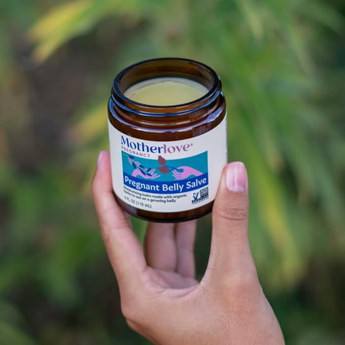 Motherlove Pregnant Belly Salve (4 oz) Moisturizing Balm to Use on Growing Belly—Non-GMO & Organic Herbs