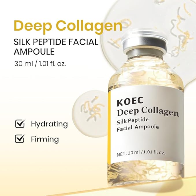 KOEC Deep Collagen Silk Peptide Facial Ampoule Face Lifting Serum,Intensive Tightening & Smoothing & Hydrating,Non-Greasy,Gentle Formula 1.01 Fl Oz / 30ML