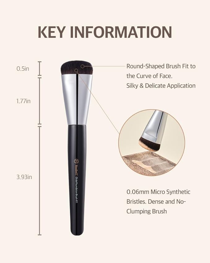 Glide Foundation Brush for Liquid Makeup | Liquid Flat Foundation Brush with Flat Top | Korean Makeup Brush with Super Micro Bristles | Studio Quality Makeup Tool