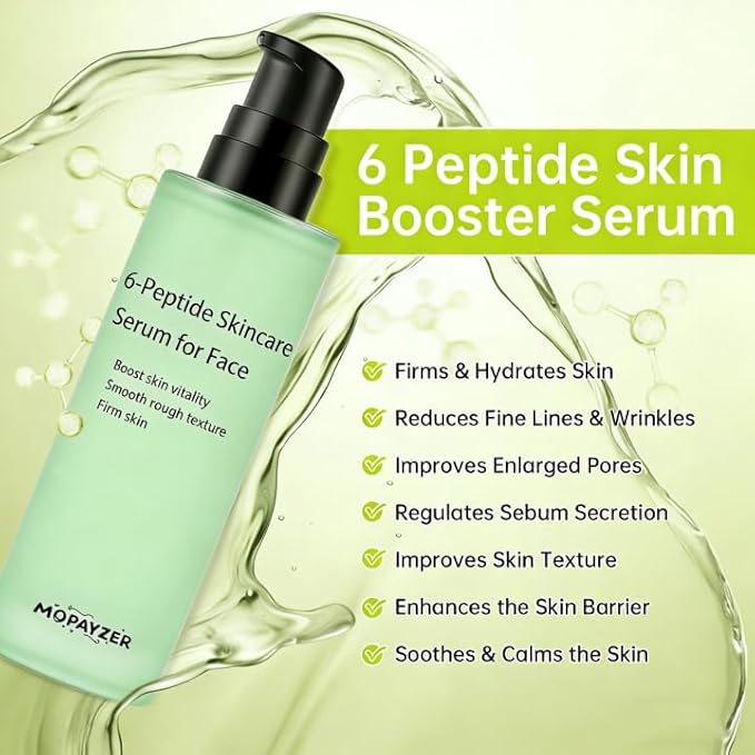 6X Peptide Skin Booster Toner Set, Peptide Boosting Facial Essence for Women, 2 Pcs Repairing Serum with Niacinamide & Hyaluronic Acid, Reduces Fine Lines & Wrinkles, Soothes Skin, Korean Skin Care