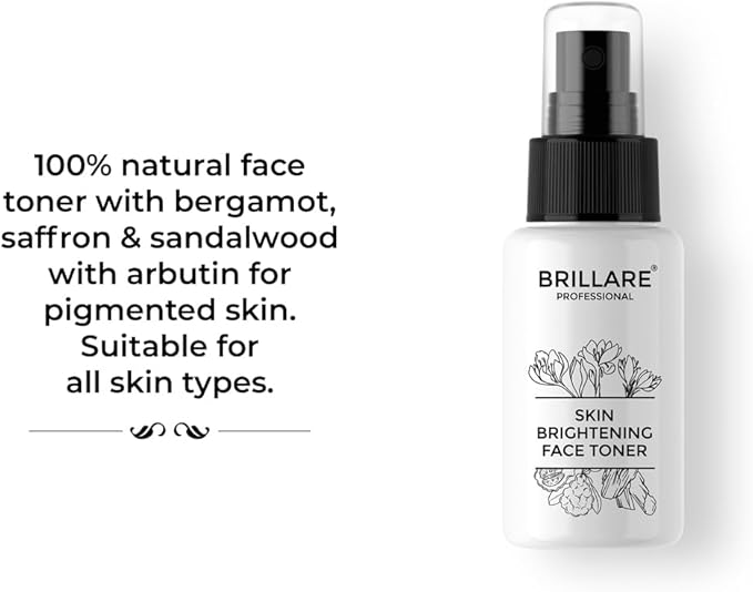 Brillare Skin Lightening Face Toner with Arbutin, Saffron and Sandalwood (50 ML), Zero Chemicals