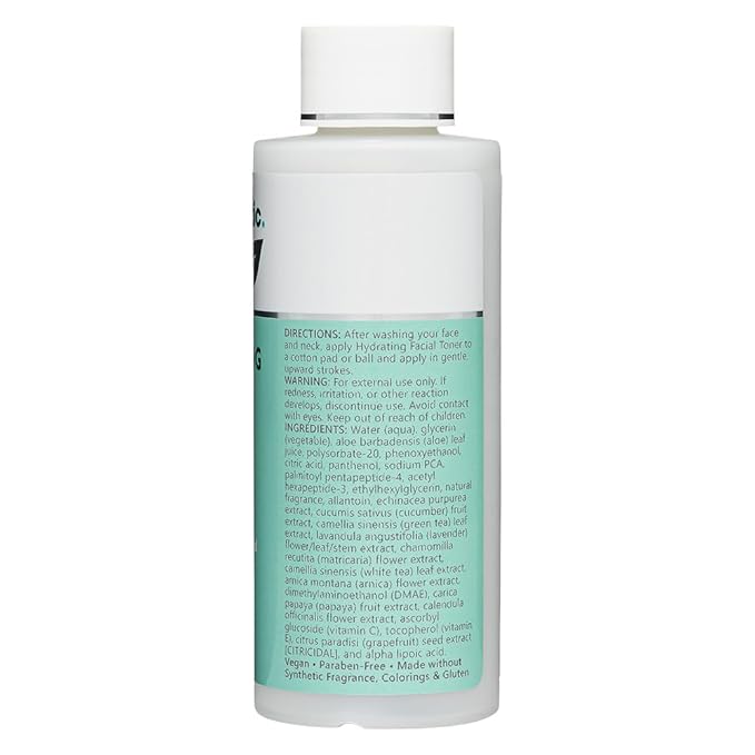 NutriBiotic Hydrating Facial Toner, 4.2 Fl Oz with GSE | with Peptides, Aloe, DMAE, Vitamin C Ester, Tocotrienols & Alpha Lipoic Acid | Vegan & Paraben Free