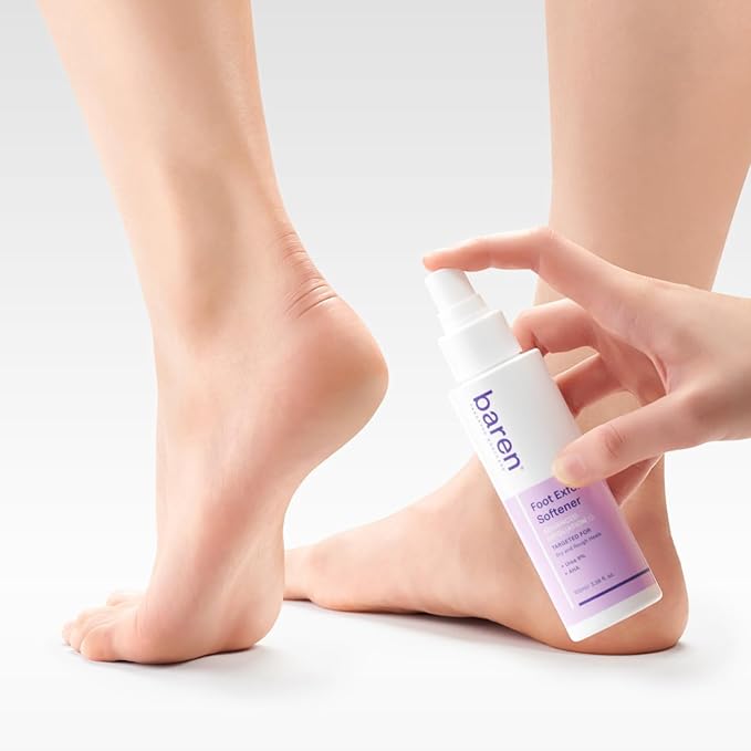 Baren Foot Callus Remover Kit |1-Min Spray & Peel |13 Naturally derived ingredients |Professional Level Gentle Removal of Dead Skin |Premium Grade Stainless Steel |3.3oz Callus Peeling Spray+Foot File