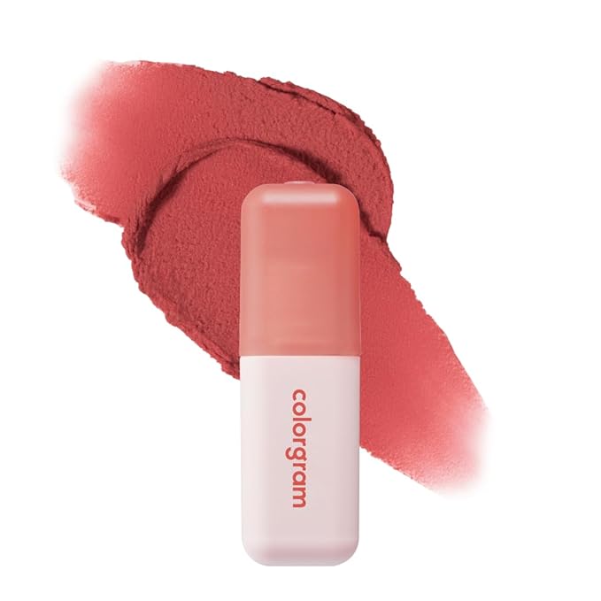 COLORGRAM NUDE BLUR TINT 04 CORAL LIT | K-Beauty Makeup, Soft-Focus Matte Lip Stain, 2-in-1 Lip & Cheek | Lightweight Blurring Tint for a Smooth & Airbrushed Finish, Non-Sticky Formula