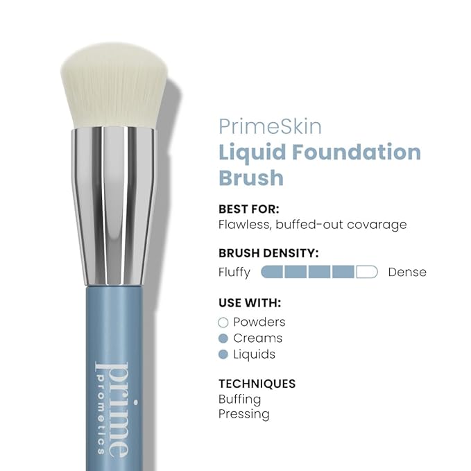 Prime Prometics PrimeSkin Liquid Foundation Brush for Mature Women – Ultra-Soft Bristles for Seamless, Streak-Free Coverage – Even, Natural Finish – Ideal for Sensitive or Dry Skin