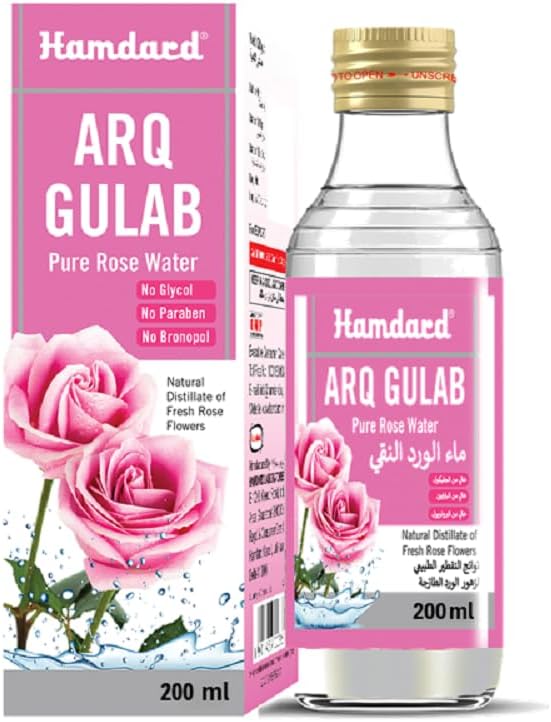 Hamdard Arq Gulab Pure Rose Water - 200ml (6.76 Fl Oz)