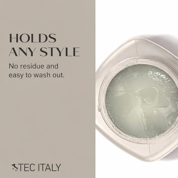 Tec Italy Gel Dela Cera Effetto Normale, Medium Hold Hair Gel for All Hair Types, Natural Finish Styling Gel with Shine & Definition, 9.88 oz (280 g)