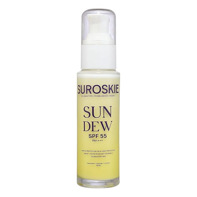Sun Dew SPF 55 PA++++ Sunscreen, Water-Resistant, Lightweight Formula with Lavender and Niacinamide, 50ml