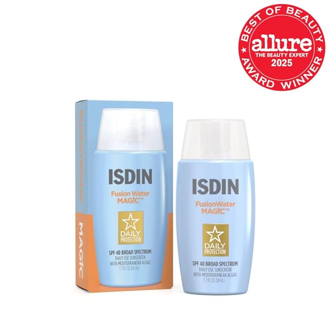 ISDIN Fusion Water MAGIC SPF 40 (1.7 Fl Oz) | Ultralight Sunscreen For Face with Hyaluronic Acid and Vitamin E | Broad Spectrum | Daily Use