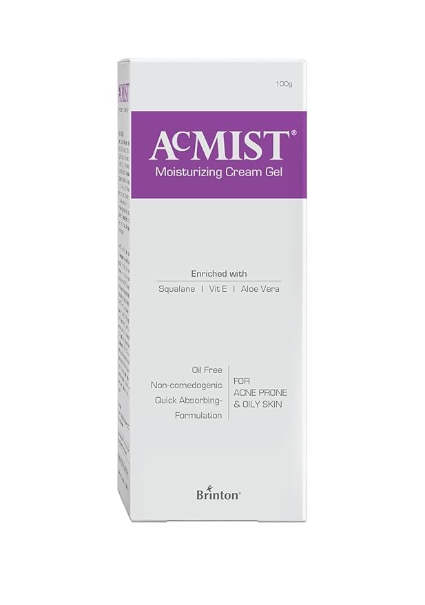 Acmist Moisturizing Cream Gel for Oily & Acne-Prone Skin | Oil-Free, Non-Comedogenic, Quick Absorbing & Makeup Friendly | With Vitamin E, Aloe Vera & Squalane | For Men, Women & Teens | 100g/3.5 oz.