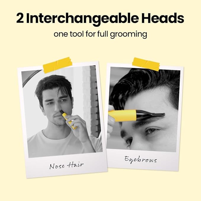 Gorilla Technique Nose Ear Hair Trimmer for Men, 10,000RPM 2 in 1 Nose & Eyebrow, USB-C Rechargeable Battery, Waterproof Heads, Korean, 2 Heads