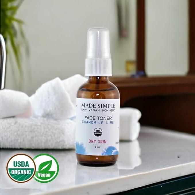 Chamomile Lime Face Toner for Dry Skin - Certified Organic, Vegan, & Cruelty-Free
