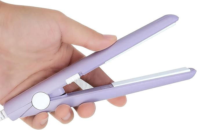 Mini Hair Straightener，2 in 1 Straight and Curly 100-240V 20W Tourmaline Ceramic + Plastic，Mini Flat Iron Small Mini Straightener Flat Iron for Travel, Dormitory or Home (US Plug)