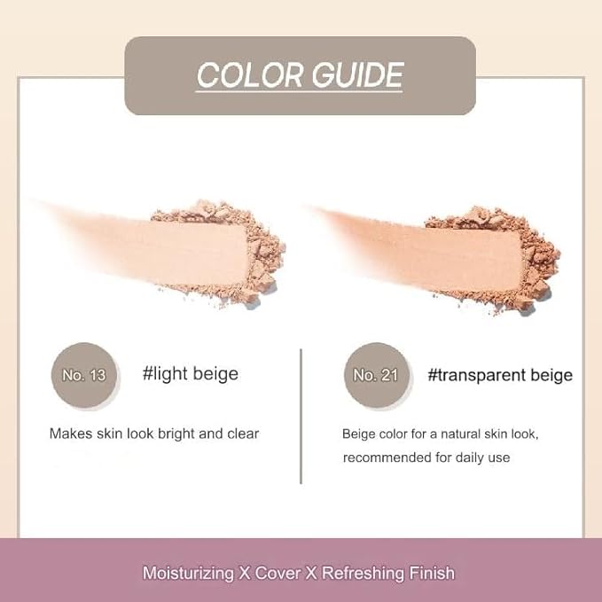 ENOUGH Premium 8 Peptide Two Way Cake SPF50, Korean Makeup Setting Powder Foundation, Face Powder with Collagen, Tattoo Cover Up - Refill Including (#13 Light beige, 0.39 oz)