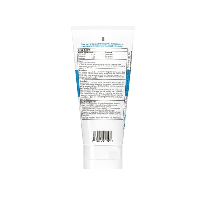 Zealios Sport Performance Original SPF 45 Hybrid Sunscreen 3 oz - Broad Spectrum, Water & Sweat Resistant (80 min) Non-Greasy, 8% Non-Nano Zinc Oxide Lotion for Swimming, Running & Cycling, Kids