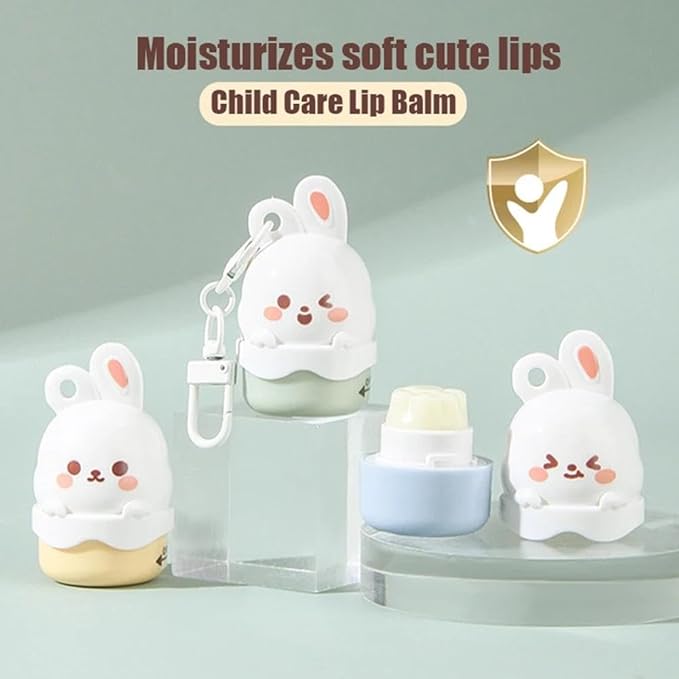 Cute Little Rabbit Lip Balm for Children,Anti-Dry Anti-Crack Moisturizing Lip Gloss,Natural Ingredients Lipsticks Lip Care Products,Fruit Flavored Lip Stick for Kids