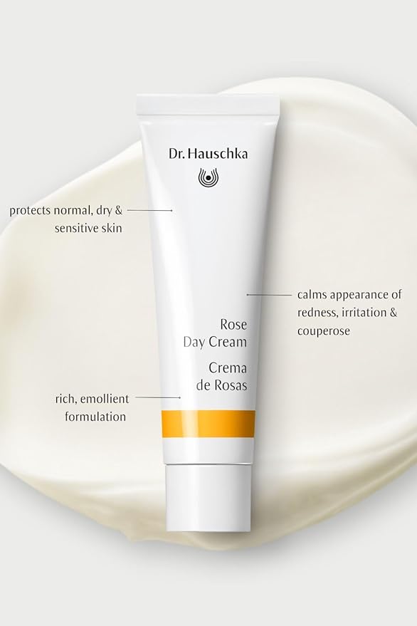 Dr. Hauschka Rose Day Cream, Daily Moisturizer, 1.0 US fl oz, For Dry, Sensitive, Red Skin, With Shea Butter & Avocado Oil