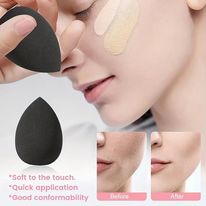 HGHDBT 47Pcs Black Makeup Brushes Set Professional Premium Synthetic for Blush Foundation Eye Shadow Concealer Powder Eye & Face Make up Brush Kit with Beauty Blender Sponge Set Tools