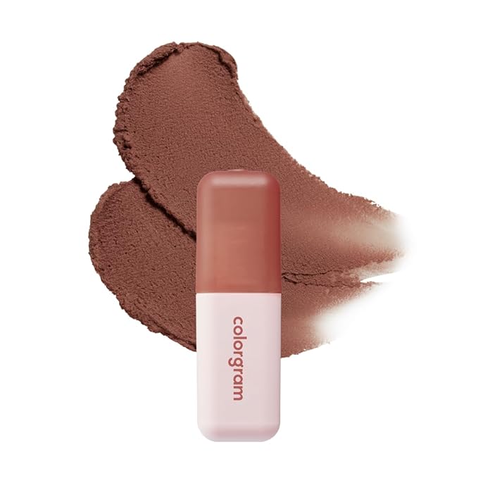 COLORGRAM NUDE BLUR TINT 08 HIP CHOCOLATE | K-Beauty Makeup, Soft-Focus Matte Lip Stain, 2-in-1 Lip & Cheek | Lightweight Blurring Tint for a Smooth & Airbrushed Finish, Non-Sticky Formula