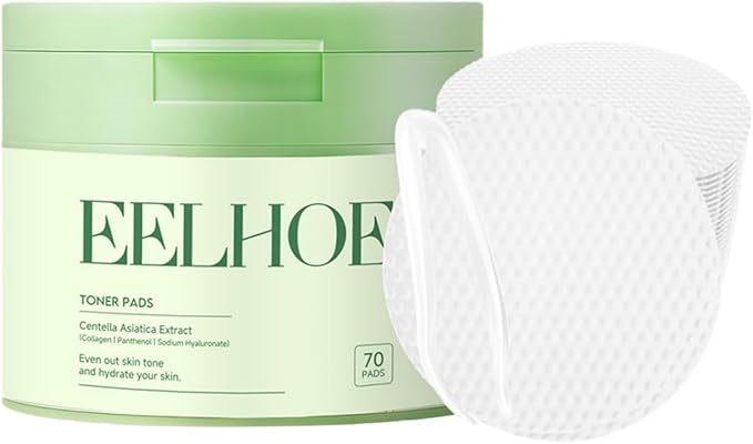 70 Count Toner Pads，Infused with Centella Asiatica Extract & Collagen to Improve Uneven Skin Tone and Deeply Hydrate, Repairing Skin Dark Spots and Dullness Suitable for All Skin Types