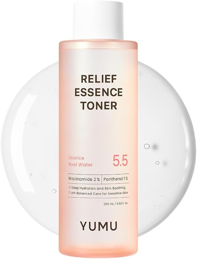 YUMU Licorice Relief Essence Toner for Sensitive Skin, Niacinamide, Panthenol, Fragrance-Free, Soothing & Hydrating (255ml / 8.62 fl. oz.)