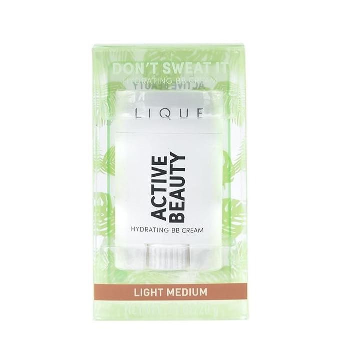 LIQUE Active Don't Sweat It Light-Coverage BB Cream Stick, Revitalize And Brighten Skin While Smoothing Fine Lines And Reducing Redness, Dewy Finish, Vegan Formula, Light/Medium, 0.71 Oz.