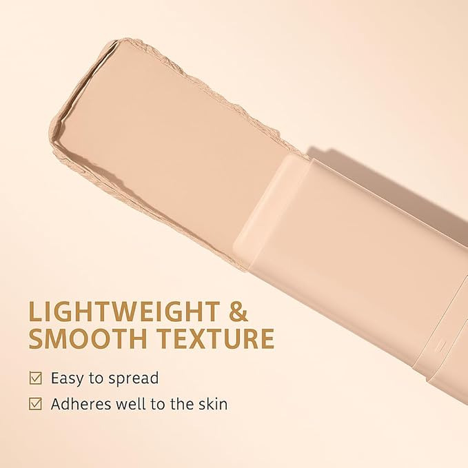 Matte Concealer Foundation Stick, Full Coverage for Dark Circles, Acne & Redness, Blemishes & Contouring, Long-Lasting Korean Waterproof Formula for All Skin Tones, Built-In Kabuki Brush (1# Cream)