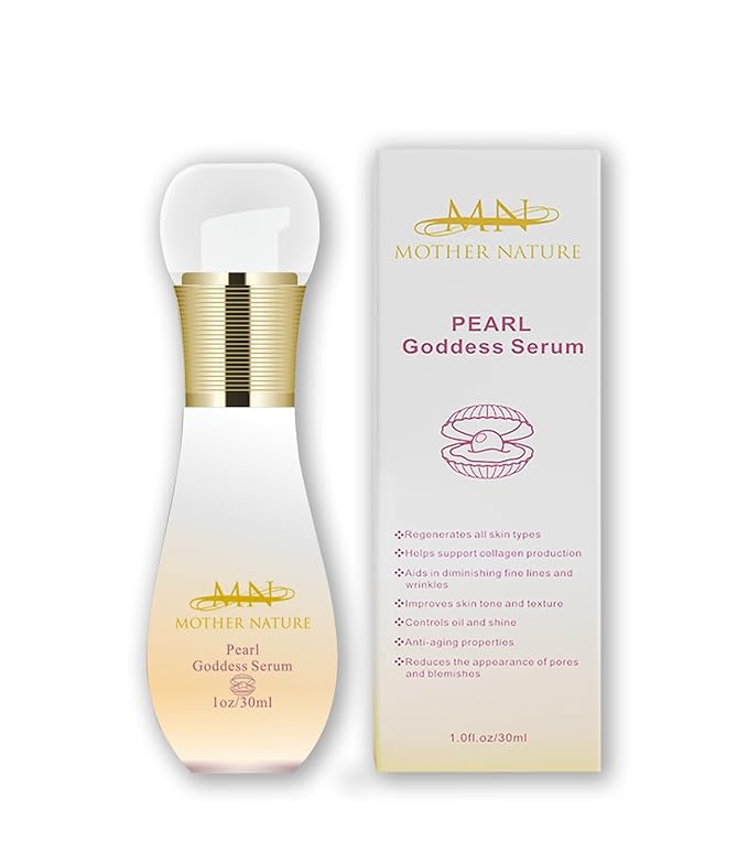 MN Mother Nature Pearl Goddess 5-Piece Skincare Set – Cleanser, Toner, Moisturizer, and Mask – Real Pearl Powder, and Mushroom Blend for Glowing, Youthful Skin – Anti-Aging and Hydrating Routine