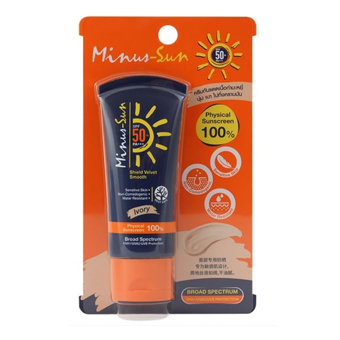 Minus-Sun SPF 50+ PA+++ Shield Velvet Smooth (Ivory) 30 Gram.