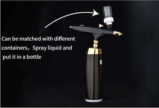 Respicefinem Oxygen Facial Airbrush Portable Makeup Skin Care Toner Nano Mist Sprayer Device Lady Gifts Black Set with Fine Atomization Non Slip Material Cordless Portable (Black)